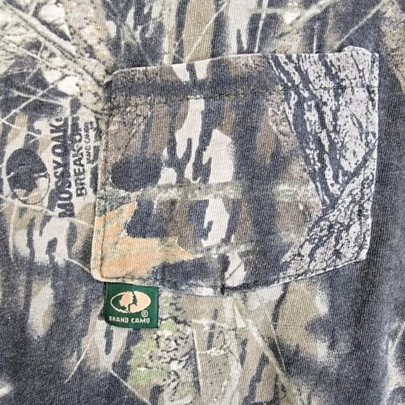 Vintage Mossy Oak Break-Up Camo Long Sleeve Shirt Mens Large Hunting Green Tee - Picture 4 of 13